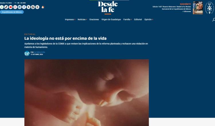 "Ideología no está por encima de la vida": Iglesia ante propuesta para despenalizar aborto en CDMX