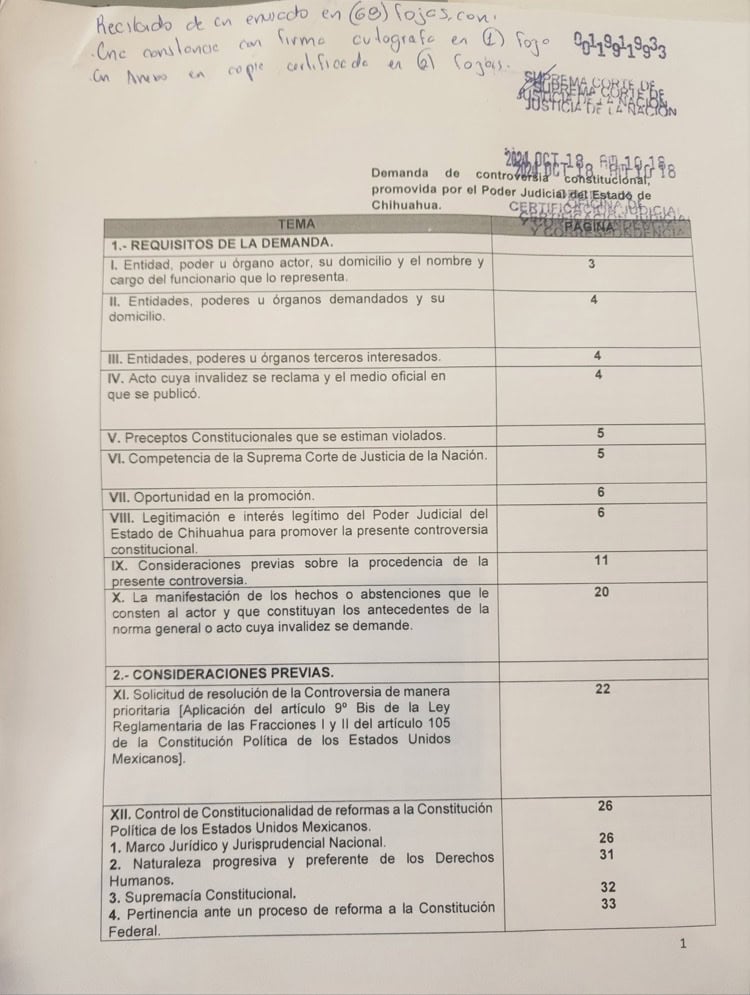 Poder Judicial de Chihuahua interpone demanda contra Reforma Judicial ante la SCJN