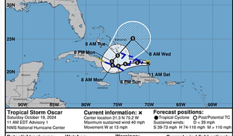 Se forma la tormenta tropical ´Oscar´ frente a las costas de Cuba