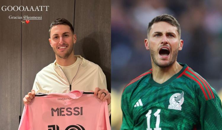 ¡Regalazo! Santi Giménez presume jersey del Inter de Miami firmado por Messi