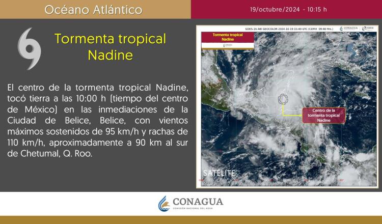 Se degrada "Nadine" a depresión tropical en Belice