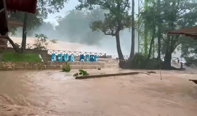 Se desbordan cascadas de Agua Azul en Chiapas por lluvias intensas