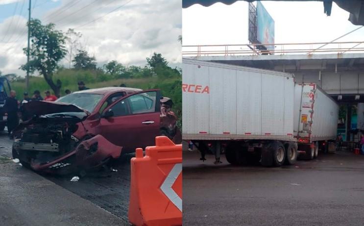 Choques, derrapado y hasta unidad de GN siniestrada deja mañana accidentada en Tabasco