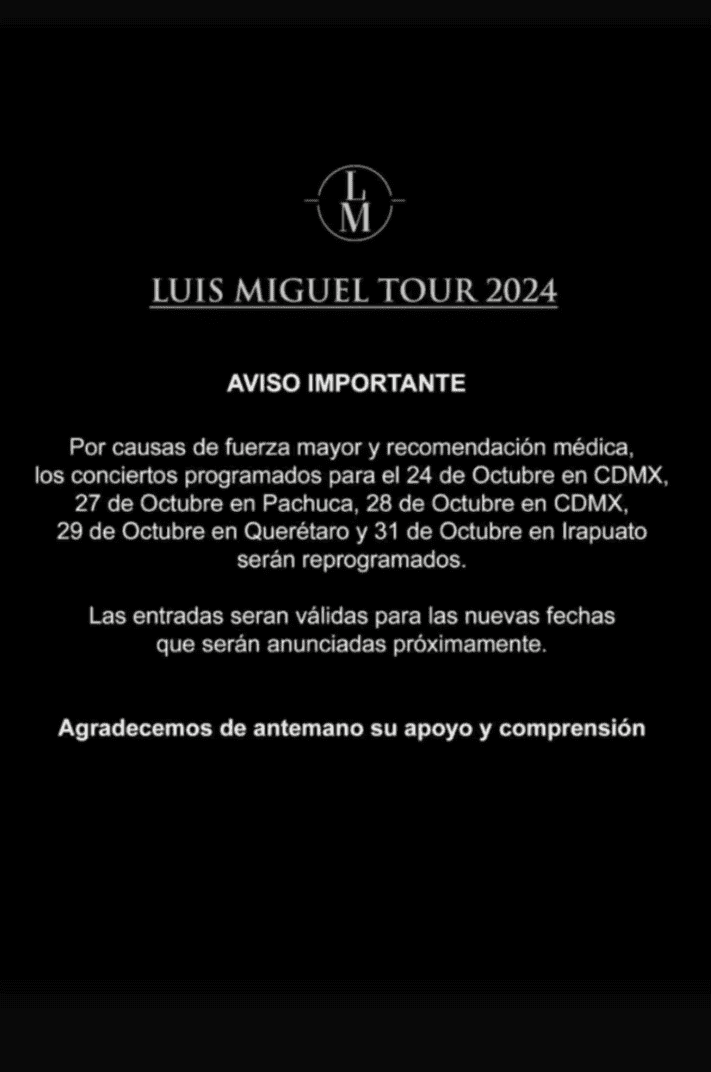 Sigue en pie concierto de Luis Miguel en Villahermosa: Olmecas Tabasco