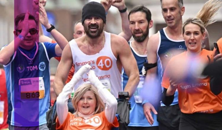 Colin Farrell completa el Maratón de Dublín junto a una amiga con Piel de Mariposa en silla de ruedas