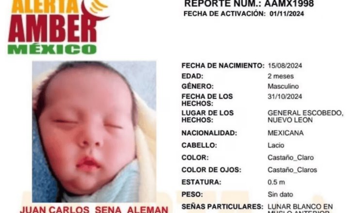 Activan autoridades Alerta Amber Nacional por robo de bebé en Nuevo León