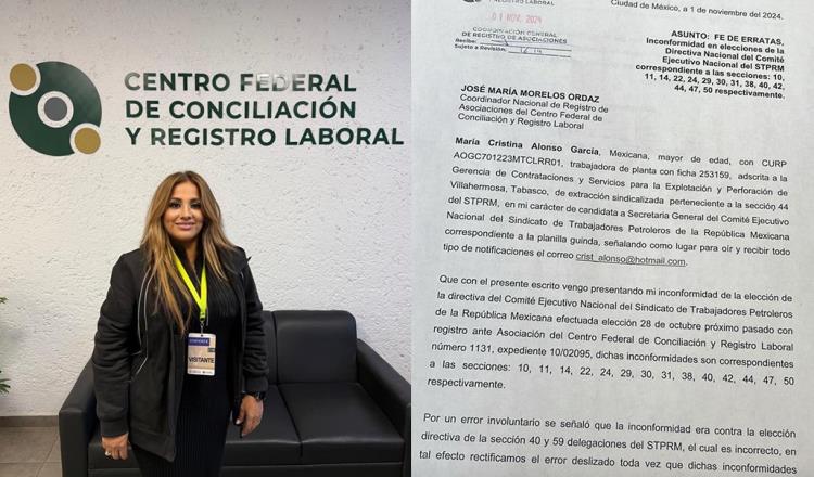 Impugna Cristina Alonso García victoria de Ricardo Aldana en el sindicato petrolero