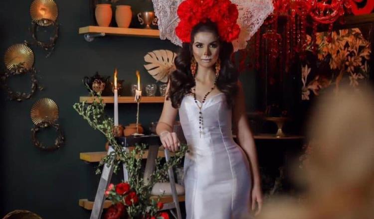 Flor Tabasco 2024 honra el Día de Muertos con sesión fotográfica como catrina