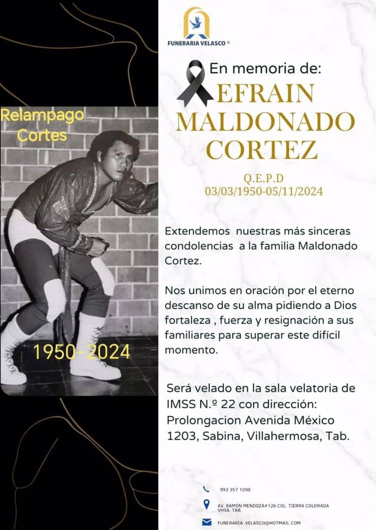 Fallece el luchador Efraín Maldonado, mejor conocido como "Relámpago Cortez"