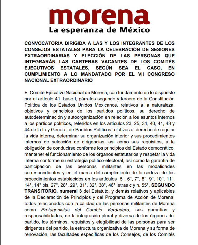 Morena Tabasco renovará su dirigencia estatal el sábado 9 de noviembre; Jesús Selván se perfila