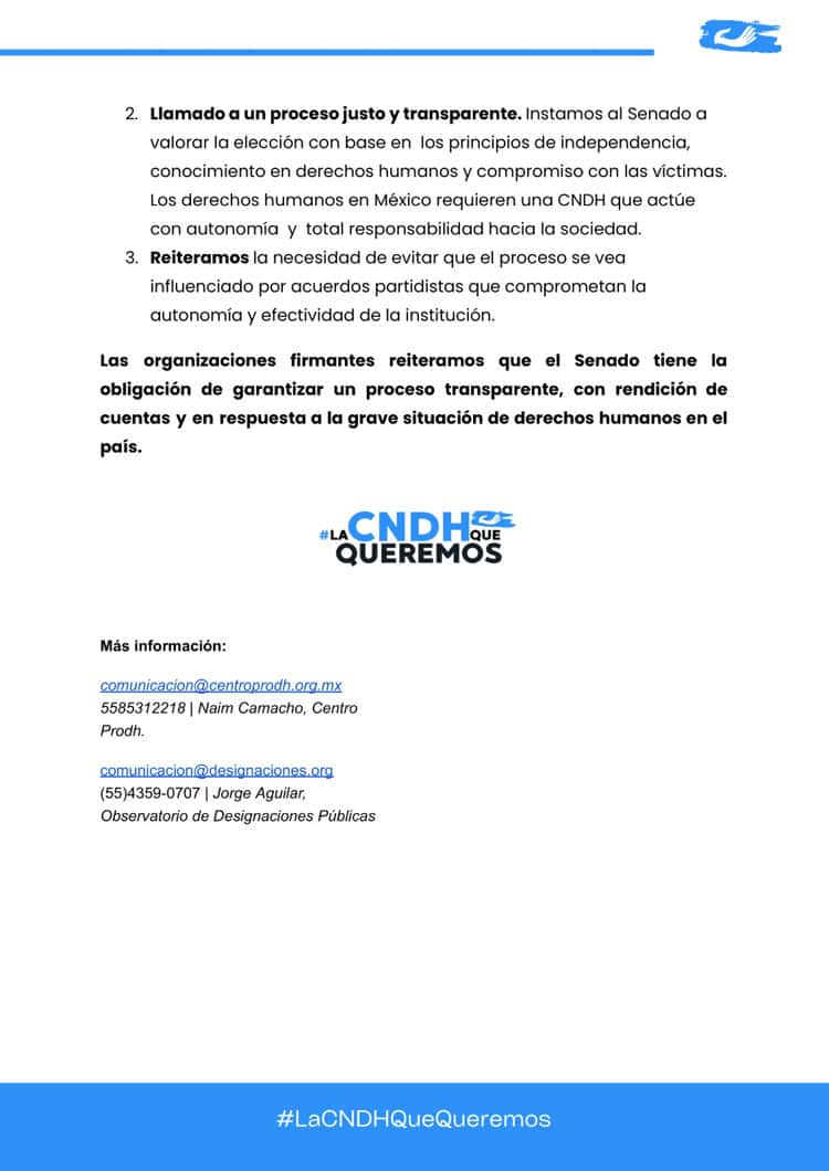 Colectivo rechaza reelección de Rosario Piedra en la CNDH