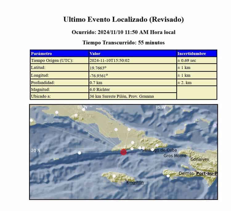 Sacuden a Cuba dos sismos de magnitud 6 y 6.8