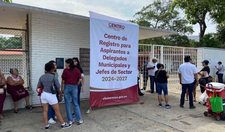 Inicia registro de aspirantes a delegados municipales en Centro