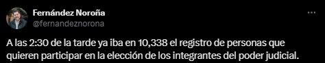 Más de 10 mil registros de candidaturas a elección judicial: Noroña