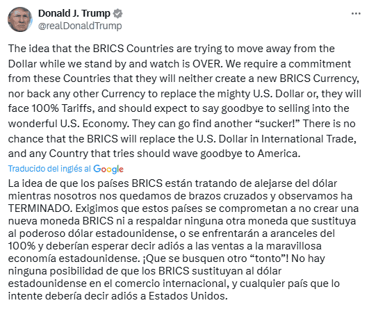 Trump amenaza ahora a Rusia y China con aranceles del 100%