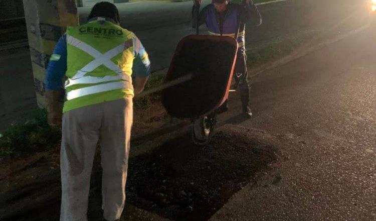 Anuncia Centro jornadas de bacheo en colonias Jesús García y Nueva Villahermosa