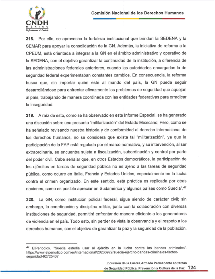 No existe militarización del Estado Mexicano, concluye CNDH