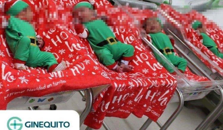 Viste Hospital de Monterrey a recién nacidos de elfos navideños