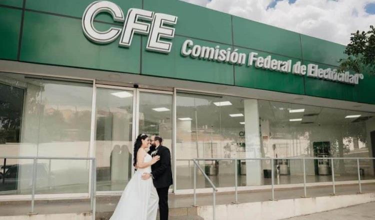 ¡En la luz y en la oscuridad! Pareja comparte sesión de bodas en sucursal de CFE Monterrey