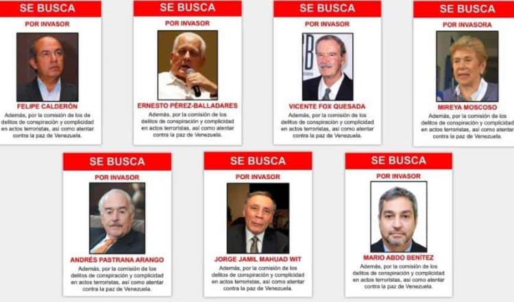 Se buscan por invasores a Calderón, Fox y otros en Venezuela