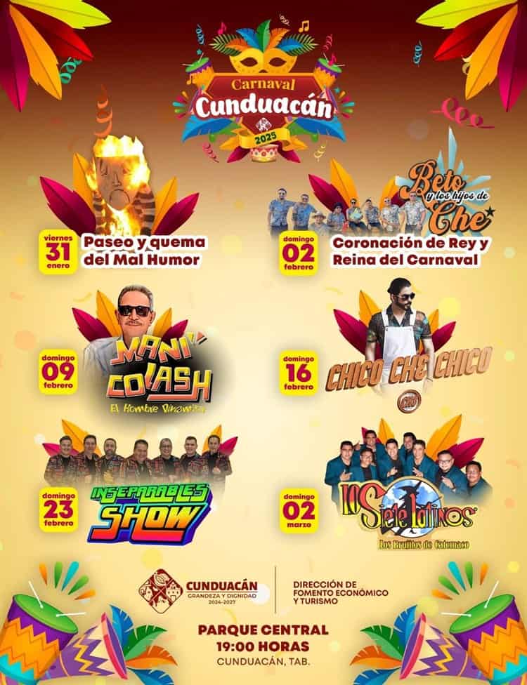 Lista la cartelera del Carnaval de Cunduacán